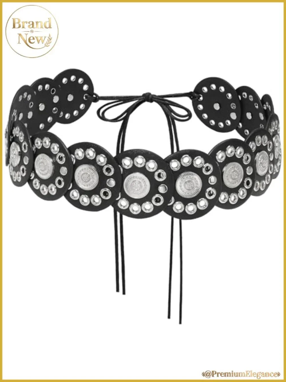Western Disc Belt Cotton Rope Faux Leather Tie Closure Boho